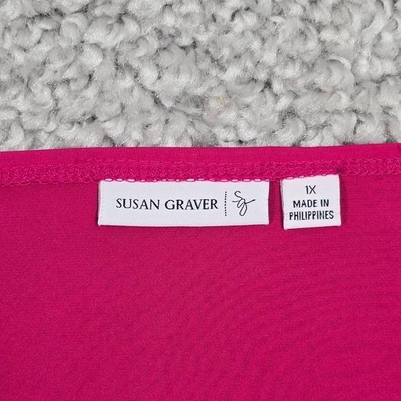 Susan Graver Top Women 1X Pink Liquid Knit Stretch Office Minimalist Casual Tank - Picture 4 of 8